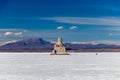 Landscape of incredibly white salt flat Salar de Uyuni, amid the Andes in southwest Bolivia, South America